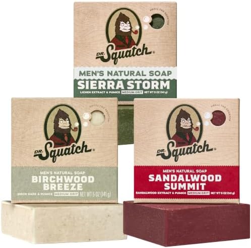 Dr. Squatch Natural Men’s Bar Soap, Body Soap Bar (5oz, 3-Pack) by DrSquatch