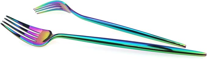 Gugrida 20-Piece 18/10 Stainless Steel Luxury Mirror Polished Rainbow Colorful Silverware Flatware Cutlery Set Service for 4 Include Knife Fork Spoon Dessert Fork Teaspoon Dishwasher Safe