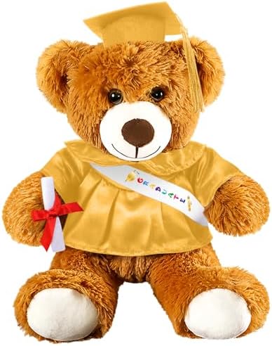 Foilswirl Graduation Bear 2026 with Gown Cap Tassel 9” Yellow Graduation Stuffed Animal Plush Bear Toy for Class of 2026 Prek Preschool Kindergarten High School College Graduate Gift by Foilswirl