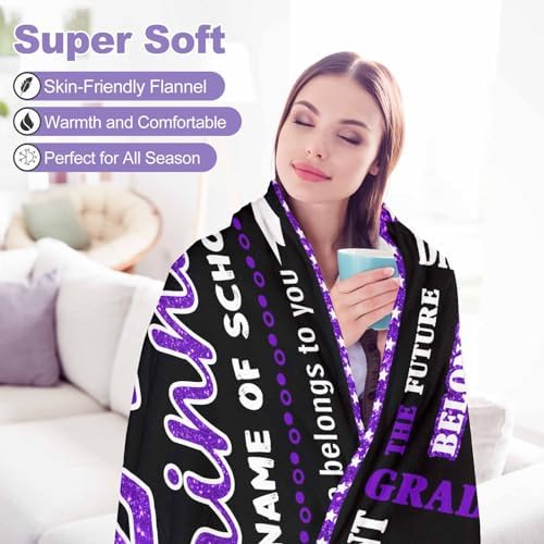 Class of 2024 Gifts with School College Name Graduation Gift Ideas Soft Flannel Throw Blanket Graduation Gift Card High School Graduation Gift 30x40inch - Image 7