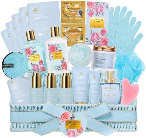 Gifts for Women, 32 Pcs Ylang & Rose Bath & Body Gifts Basket for Women by RAROSAACCA