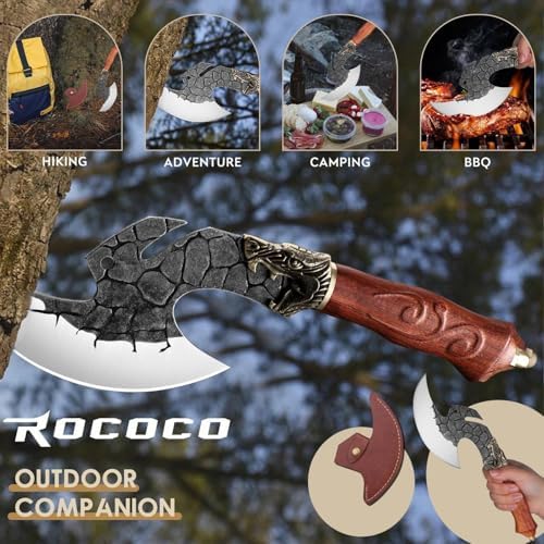 ROCOCO Viking Cleaver Knife Birthday - Kitchen Axe & Sheath Father Gift Men - Image 6