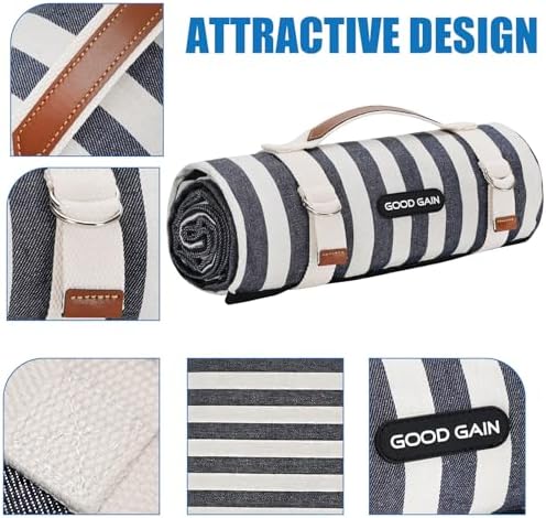 Picnic Blankets Outdoor Extra Large - Waterproof Picnic Blanket with Carry Strap | Machine Washable Picnic Mat with Sandproof Backing for Park,Grass,Hiking,Travel,Concerts,Indoor(Aegean Blue) - Image 5