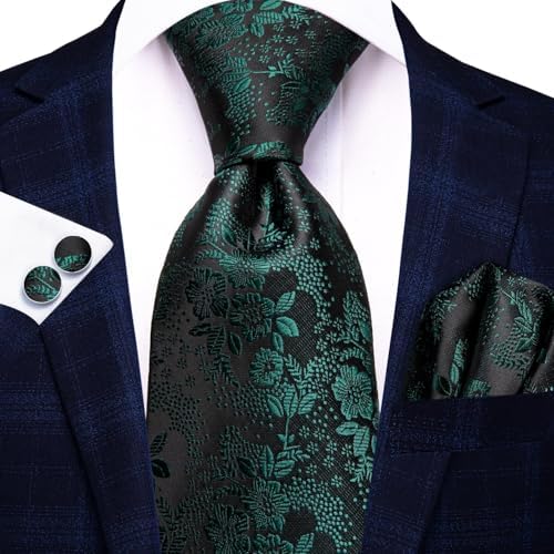Hi-Tie Lot 5 Pcs Gift Box Mens Tie Set Necktie with Pocket Square Cufflinks Silk Neck Tie Collection - Image 6