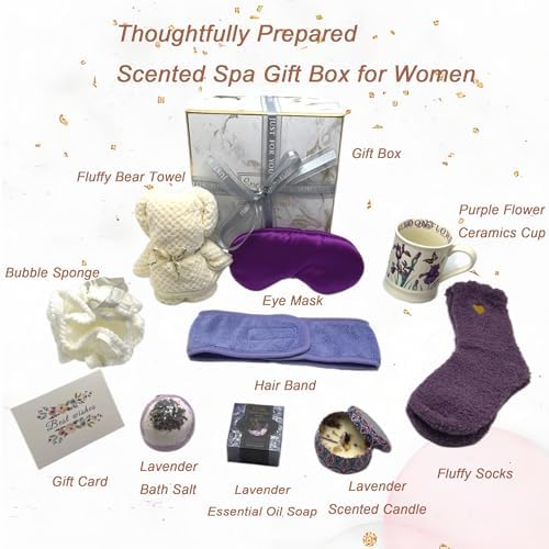 Spa Gift Baskets for Women,Luxury Self Care Gifts for Mom,Get Well Soon Gifts for Friend,Thank You Relaxing Box Gifts for Women 20th,30th,40th,50th,60th 70th 75th Birthday,Anniversary - Image 2