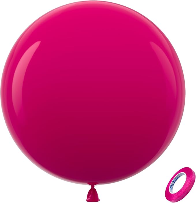 Bezente Hot Pink Giant Balloons 36 Inch - 8 Pack Jumbo Pink Balloons Large Round Hot Pink Latex Balloon for Wedding Bridal Shower Valentine's Day Birthday Party Backdrop Decorations