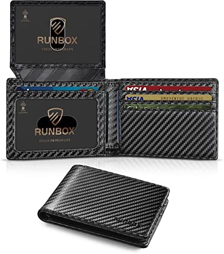 RUNBOX Wallet for Men -Slim Rfid Leather Mens Bifold Novelty Wallets 2 ID Window With Gift Box Men's Accessories by RUNBOX