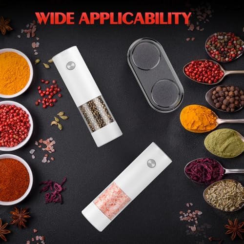 Electric Salt and Pepper Grinder Set Automatic Battery Pepper Mill Shakers Kitchen Gadgets Adjustable Coarseness Upgraded Larger Capacity with Led Birthday Gifts for Women - Image 6