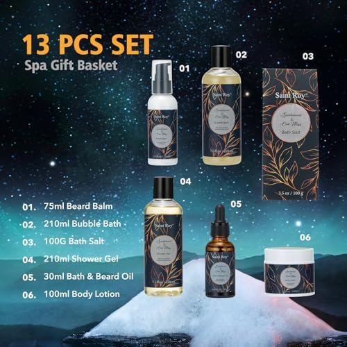 15Pcs Sandalwood Oak Moss Gift Baskets for Men, Man Bath & Body Gift Set - Image 2