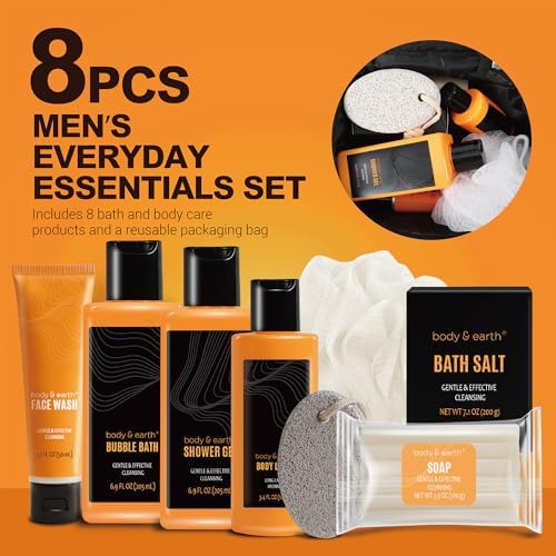 Body & Earth Cirtus 8pc Spa Gifts for Men Spa Baskets for Men - Image 2