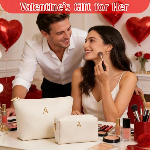 Gifts for Women Girls Personalized Initial Travel Makeup Bag - Image 2