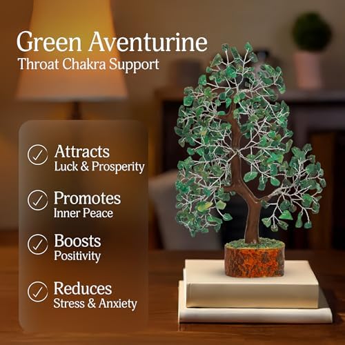YATSKIA Green Aventurine Crystal Tree | Gem Stone Tree Table Decor | Feng Shui Decor | Crystal and Stone Decor | Birthday Gifts for Women | 10 Inch 300 Beads - Image 3