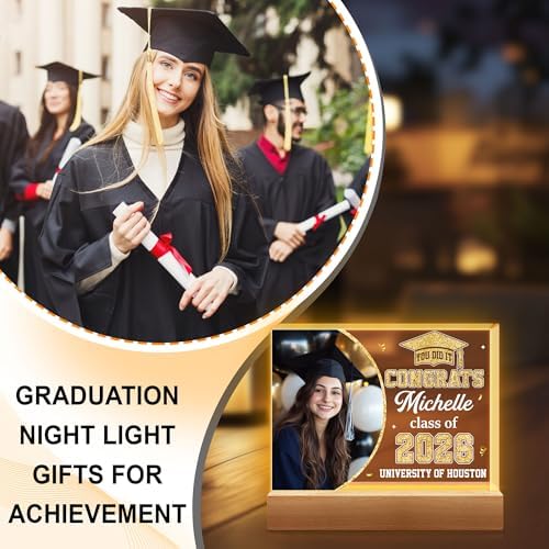 Hyturtle Personalized Graduation Night Light - Custom Night Light with Picture - Senior 2026 Graduation Gifts Her Him - Graduation Plaque Inspirational College Grad Gifts for Daughter from Mom - Image 3