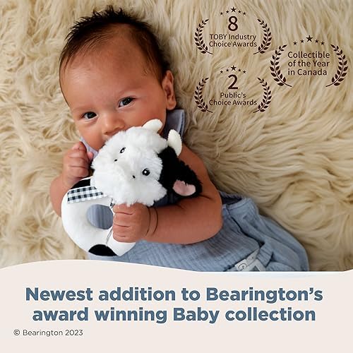 Bearington Collection Lil' Gilly 5.5 in Cow Baby Rattle - Baby Wrist Rattles - Plush Rattles Gift for Newborn - Image 3