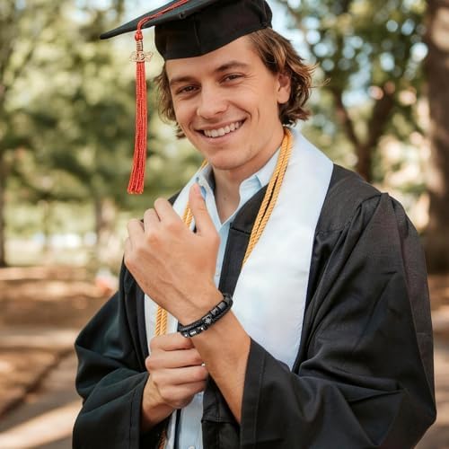 Graduation Gifts for Men Him Class of 2026 - High School College Master Leather Bracelets Adjustable Braided Leather Compass Bracelets Inspirational Graduate Gift for Men Son Boyfriend Brother Huaband - Image 2