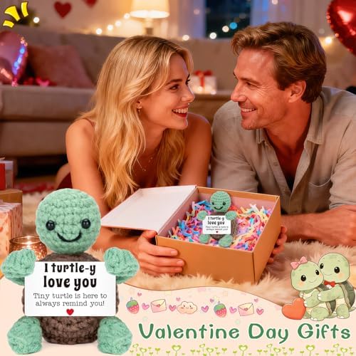 4THFARMES Mini Funny Turtle Crochet for Her Him, Wife Husband Girlfriend Boyfriend I Love You Gifts, Anniversary Birthday Gifts Small Cute Stuff Things, Turtle Easter Decorations Decor - Image 5