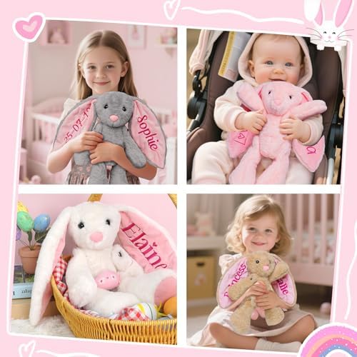 Personalized Bunny Plush with Embroidery Name,Bunny Stuffed Animal Toys - Image 2