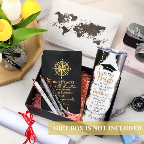 Domensi 6 Pcs Class of 2026 Graduation Gifts for Her Women Black 20 oz Tumbler Makeup Bag Journal Ballpoint Pen Inspirational Graduation Gifts Set for College High School Daughter Sister Friend - Image 4