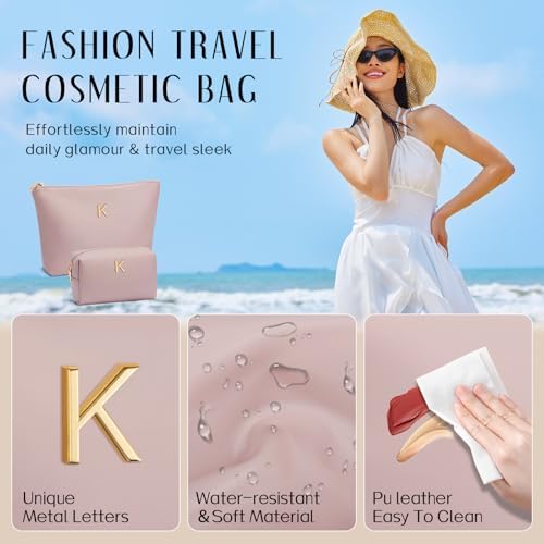 Gifts for Women Girls Personalized Initial Travel Makeup Bag - Image 3
