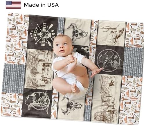 MDPrints Western Baby Blankets for Boys, Customized Baby Boy Gifts with Name, Personalized Baby Blanket, Newborn Gift - Image 2