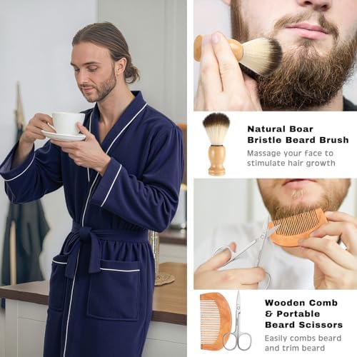 Shyyween 10 Pcs Birthday Gifts Baskets for Men Beard Care Set,Blue - Image 3