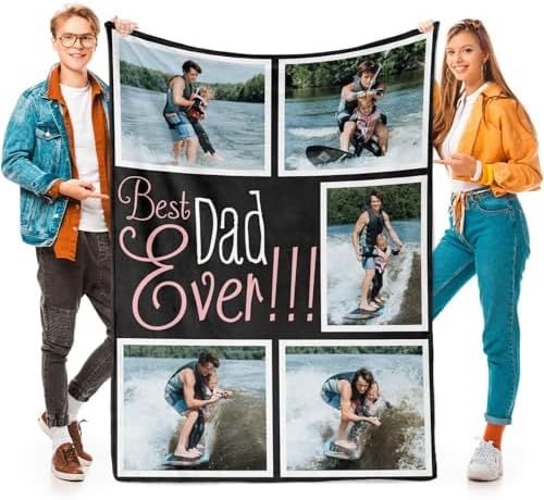inkArts Gifts for Dad Custom Blankets with Photos Personalized Photo Blankets with Picture for Dad, Customized Throws Blanket for Fathers Day Plush Best Daddy Ever Family Husband Men Birthday by inkArts