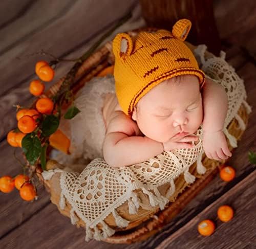 Honra Baby Photoshoots Props Blanket Newborn Photography Crochet Rug Photo Posing Layer Vintage (Cream E) - Image 3