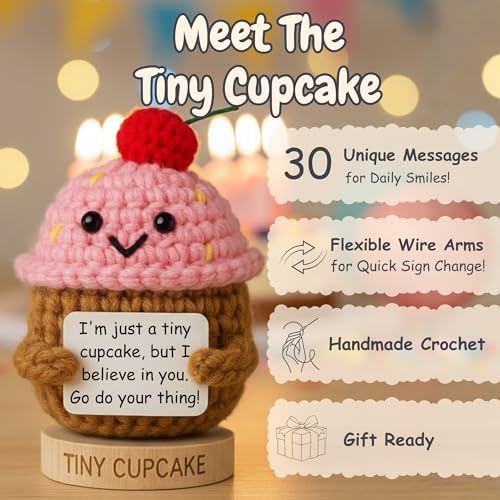 Emotional Support Gifts for Women - Positive Crochet Cupcake W/ 30 Uplifting Affirmation Cards | Birthday Gift for Women Friendship, Best Friend, Bestie, Teen Girls, Classmates, Daughter Birthday - Image 2
