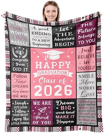 Graduation Gifts Blanket 60’’X50’’, Graduation Decorations Gift for Her/Women, Class of 2026, College/Masters Degree/High School Graduation Present by Basiole