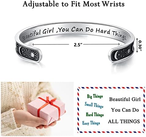 TONY & SANDY Inspirational Bracelets for Women Teen Girls Personalized Gifts for Daughter Granddaughter Mom Sister Friends Stainless Steel Engraved Cuff Birthday Easter Christmas - Image 4