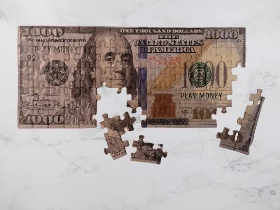 Dollar Bill Copy Money Puzzles - Adults Educational Kids Money Puzzle Souvenir Gift for Christmas Birthday Party Favor Mini Jigsaw Puzzle 9 x 4 in. (1000)