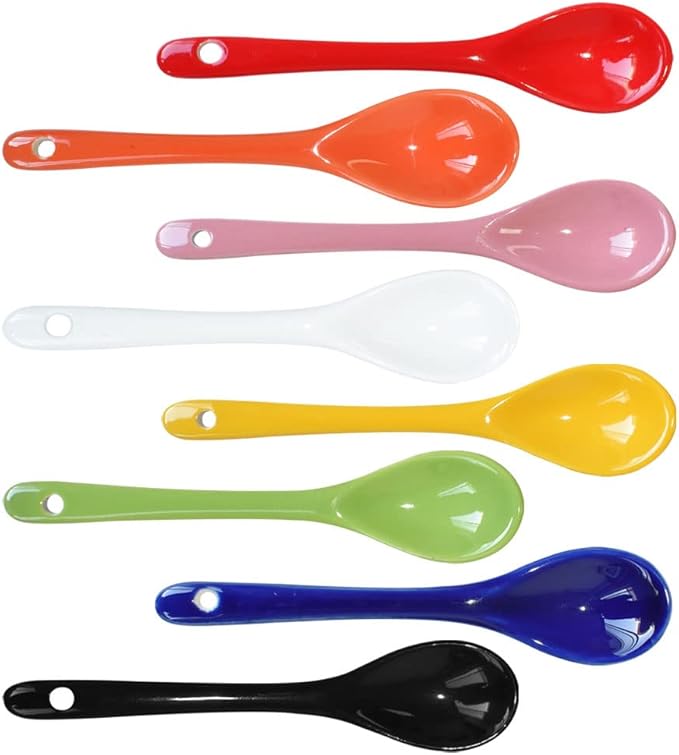 8 Color Porcelain Egg Spoons Ceramic Spoons 4.7 inch Coffee Dessert Yogurt Tea Milky Tea