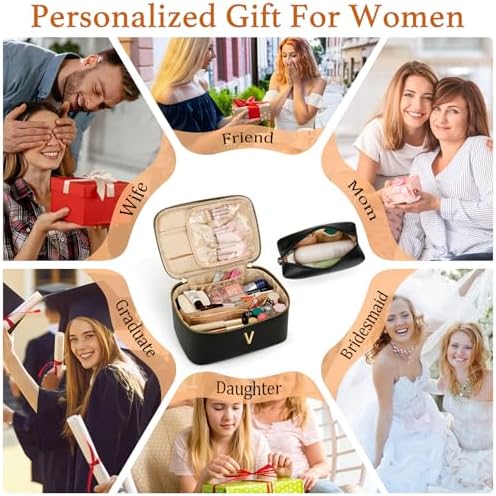 Personalized Initial Travel Makeup Toiletry Bag Gifts for Women - Image 2