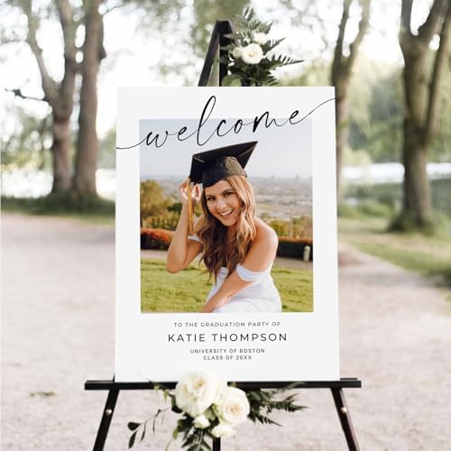 Personalized Modern Graduation Party Welcome Sign with Photo, Grad Sign, Graduation Decorations Party, Class of 2026 Welcome Poster, Senior Party Sign, Graduation Celebration Sign#06 - Image 3