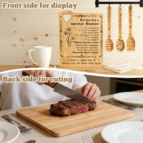 Sister Birthday Gifts - "Recipe for a Special Sister" Cutting Board Set - Image 4