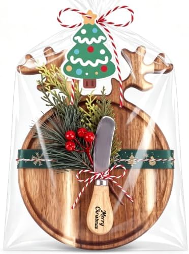 7 Pcs Christmas Cutting Board Gift Set with Cheese Knife,Reindeer by Remerry