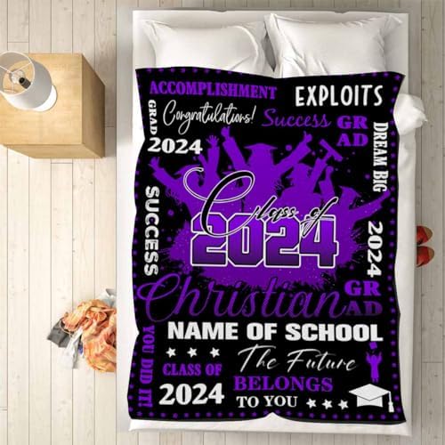 Personalized Senior Class of 2024 Blankets with Photo and Name Custom Blanket with Picture and Text with School College Name Bed Blanket Presents Personalized Name Blanket 43x56inch - Image 5