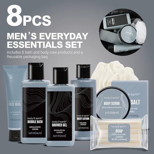 Body & Earth Leather 8pc Spa Gifts for Men Spa Baskets for Men - Image 2