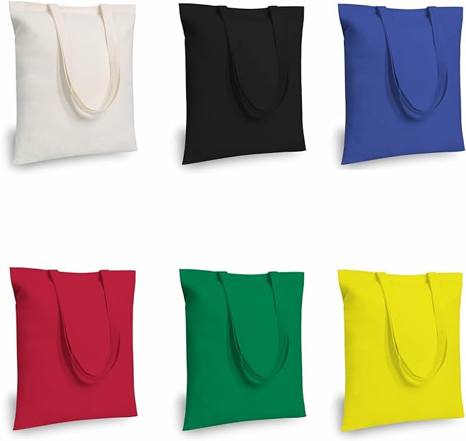 TOPDesign 6-Pack Economical 16"x15" Cotton Tote Bag, Lightweight Medium Reusable Grocery Shopping Cloth Bags, Suitable for DIY, Advertising, Promotion, Gift, Activity