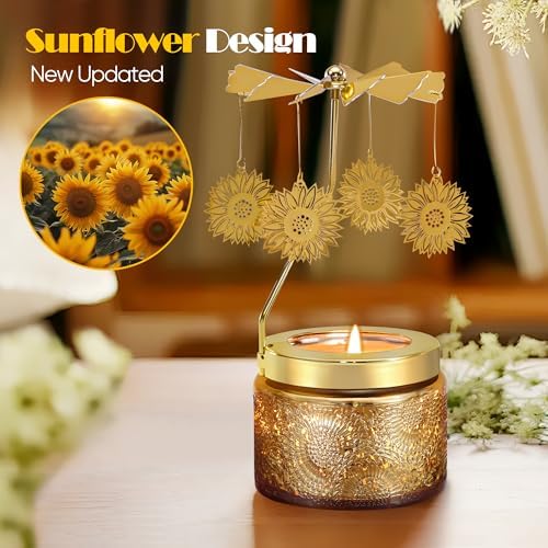 Curimama Rose Sunflower Rotating Scented Candle Gift for Women Mom - Image 2