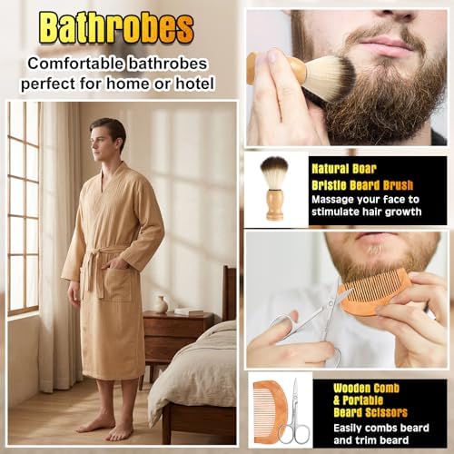Shyyween 10 Pcs Birthday Gifts Baskets for Men Beard Care Set,Khaki - Image 4