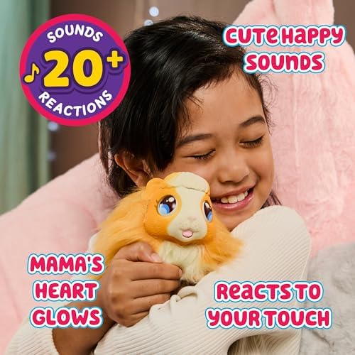 Little Live Pets Mama Surprise Guinea Pig Plush Toy, Interactive Stuffed Guinea Pig Hutch and 3 Babies, Animal Plush with 20+ Sounds, Toys for Ages 4+ - Image 3
