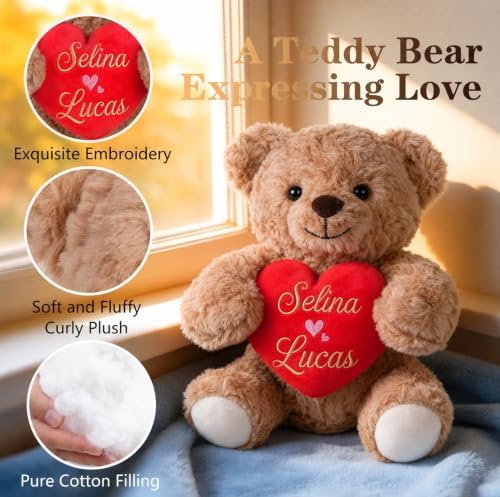 Personalized Teddy Bear for Girlfriend, Custom Stuffed Animal with Name - Image 4