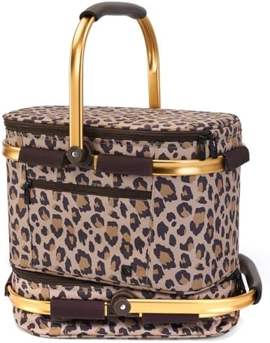 Picnic Basket, 22L Insulated Cooler Foldable, Thick, Leopard Print by ALLCAMPOUTDOORGEAR