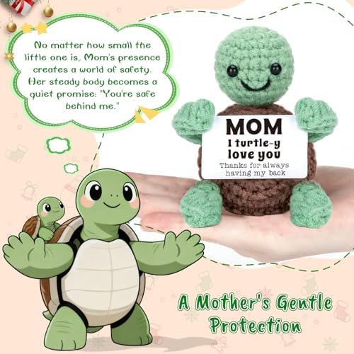 Mini Funny Turtle Mom Birthday Gifts from Daughter Son, Gifts for Christmas New Bonus Step Mom Mama Mother in Law, I Love You Small Cute Stuff Things, Handmade Turtle for Stocking Stuffer Mothers Day - Image 2