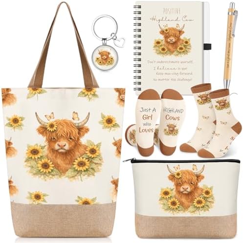 Sadnyy 6 Pcs Highland Cow Gift Sets for Women Unique Highland Cow Gift Set by Sadnyy
