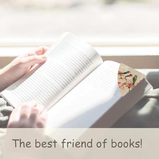 2PCS Leather Bookmarks 3.54 x 3.54 Inch Bird and Cherry Blossom Design Reading Accessories for Books Journals Bibles Travel Diary Students Teachers and Book Lovers Gift