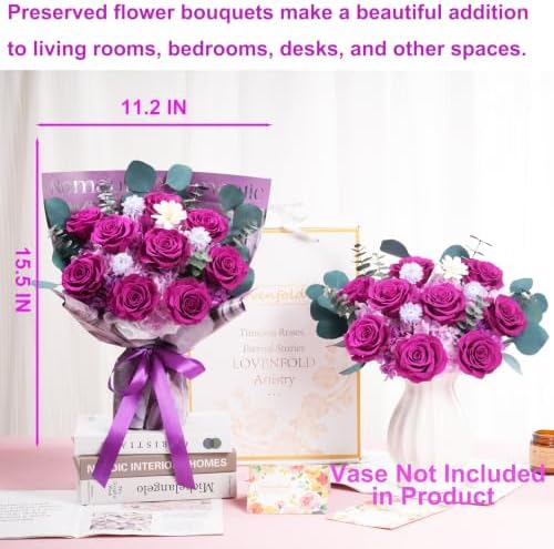 Lovenfold Flowers for Delivery Birthday Flowers Gift for Her,Preserved Flowers Bouquet 9 Roses Bouquet,Birthday Gifts for Women Mom Grandma(9 Purple Roses) - Image 2