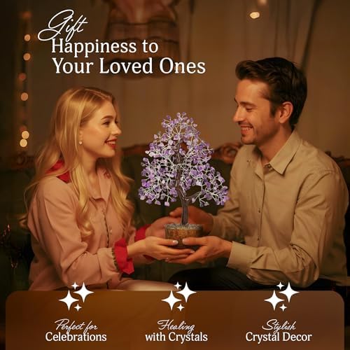 YATSKIA Amethyst Crystal Tree | Purple Gemstone Tree | Spiritual Gifts | Gemstones and Crystals | Home Decor Gifts | Birthday Gifts for Women | 10 Inch 300 Beads - Image 5