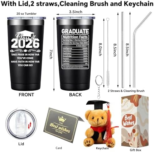 Grifarny Graduation Gifts Him, Boys 2026 - College, High School, Middle School Graduation Gifts for Men - Class of 2026 Graduate Tumbler Mug 20 oz - Image 2